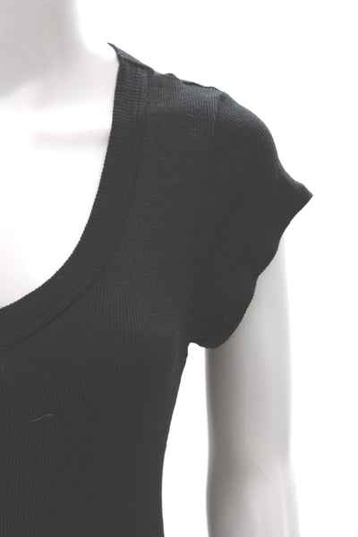 Michael Stars Womens Basic Black V-Neck Short Sleeve T-Shirt Size M