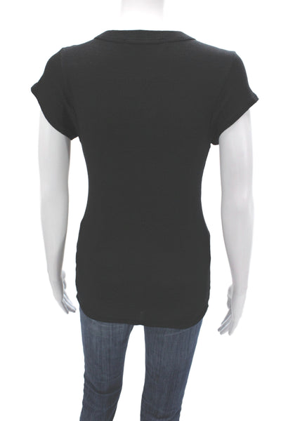 Michael Stars Womens Basic Black V-Neck Short Sleeve T-Shirt Size M