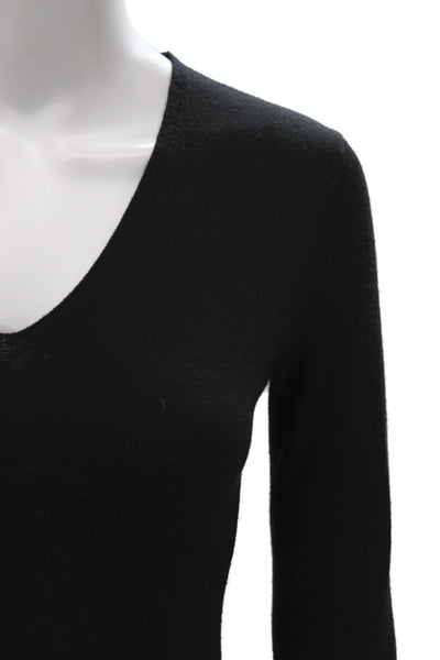 Kobi Halperin Women Black Cashmere V-Neck Pullover Sweater Long Sleeve Size XS