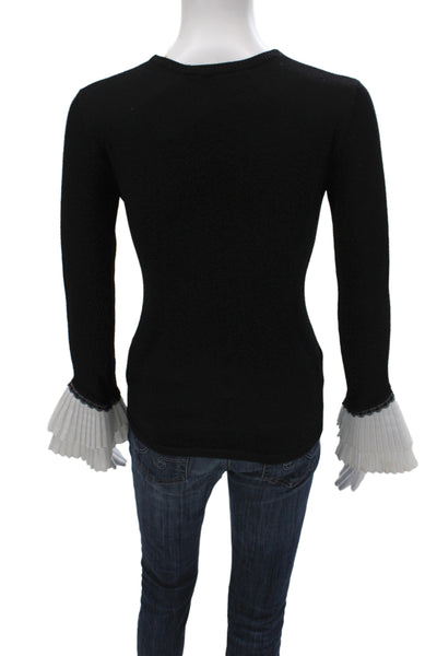 Kobi Halperin Women Black Cashmere V-Neck Pullover Sweater Long Sleeve Size XS