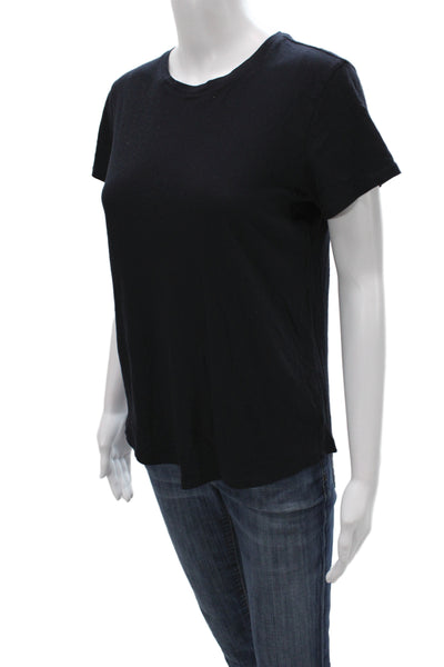 Vince Women Basic Black Cotton Crew Neck Short Sleeve T-Shirt Size XS