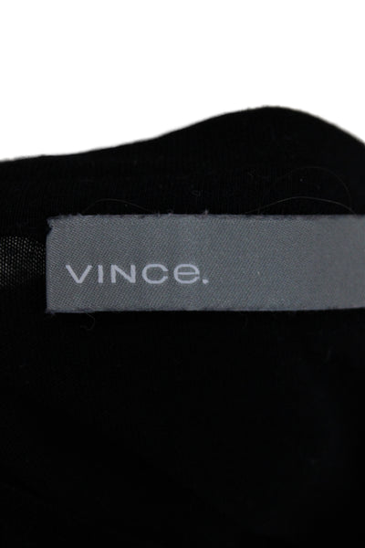 Vince Women Basic Black Cotton Crew Neck Short Sleeve T-Shirt Size XS