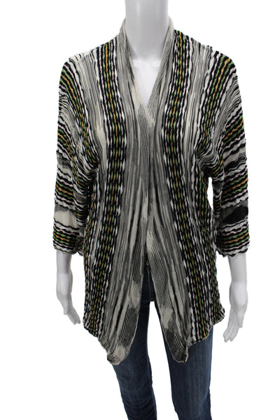 Missoni Womens Black Striped V-Neck Viscose Cardigan 3/4 Sleeve Size 38
