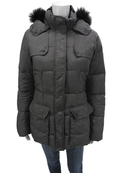 Add Women Gray Puffer Jacket Polyamide Snap Size 6
