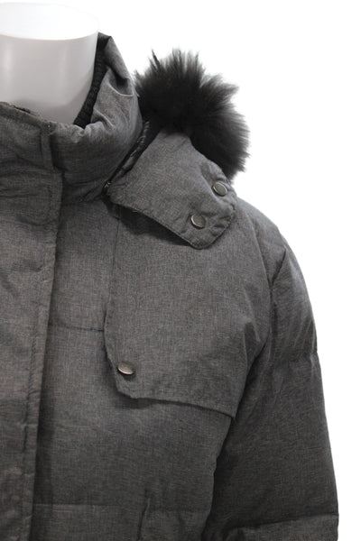 Add Women Gray Puffer Jacket Polyamide Snap Size 6
