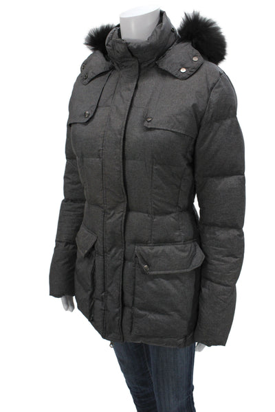 Add Women Gray Puffer Jacket Polyamide Snap Size 6