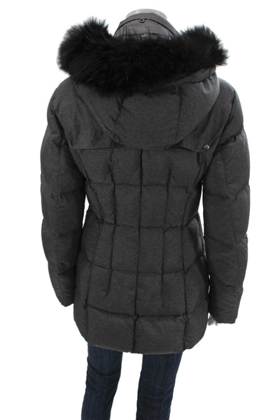 Add Women Gray Puffer Jacket Polyamide Snap Size 6