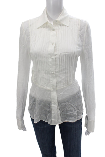 Hill House Womens Basic White Collared Button Viscose Blouse Size XS