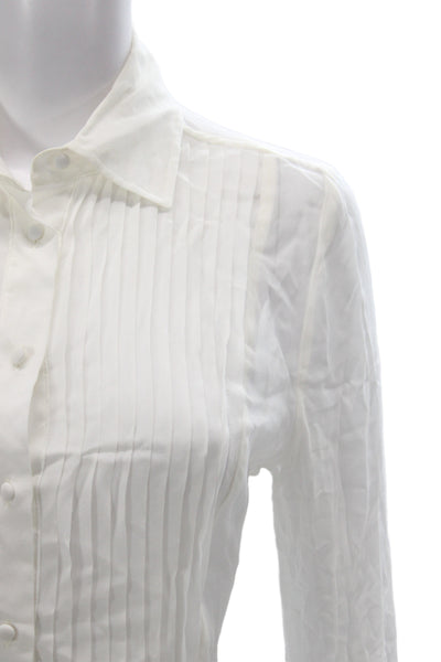 Hill House Womens Basic White Collared Button Viscose Blouse Size XS