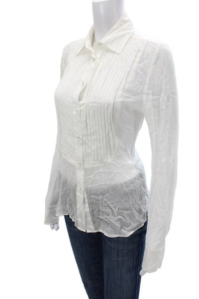 Hill House Womens Basic White Collared Button Viscose Blouse Size XS
