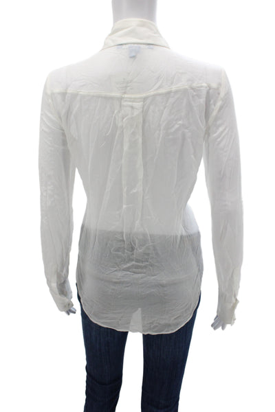 Hill House Womens Basic White Collared Button Viscose Blouse Size XS