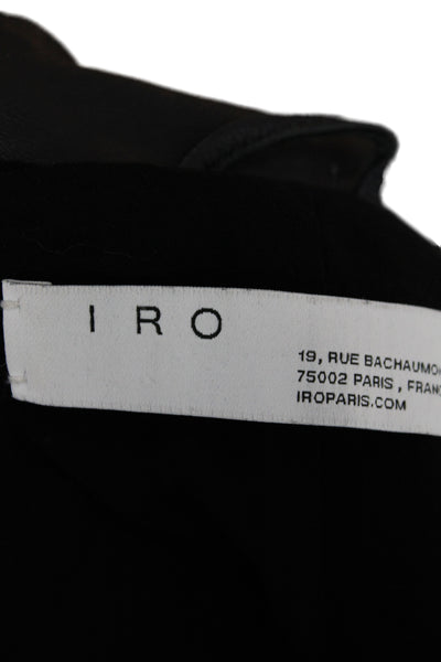 IRO Womens Black Lamb Leather Biker Jacket Zip Long Sleeve Size 38