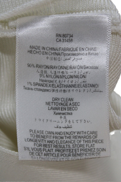 Herve Leger Women Bodycon Ivory V-Neck Sleeveless Zip Short Dress Size S