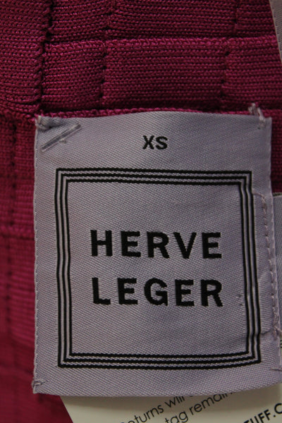 Herve Leger Women Bodycon Pink Square Neck Short Dress Zip Size XS