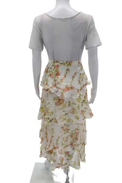 Zara Woman Women Maxi Floral Zip Skirt White Size S