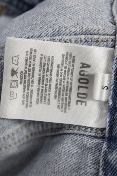 Agolde Women 90s Basic Sleeveless Jacket Blue Button Organic Cotton Size S