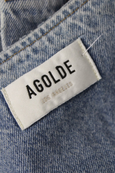 Agolde Women 90s Basic Sleeveless Jacket Blue Button Organic Cotton Size S