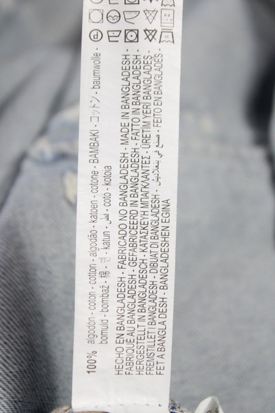 Zara Womens Blue Basic Jacket 100% Cotton Long Sleeve Button Closure Size S
