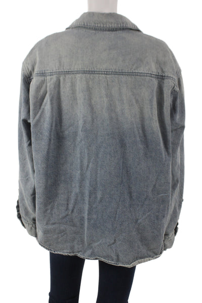 Heartloom Womens Blue Collared Long Sleeve Basic Button-Up Jacket Size S