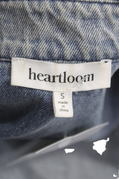 Heartloom Womens Blue Collared Long Sleeve Basic Button-Up Jacket Size S