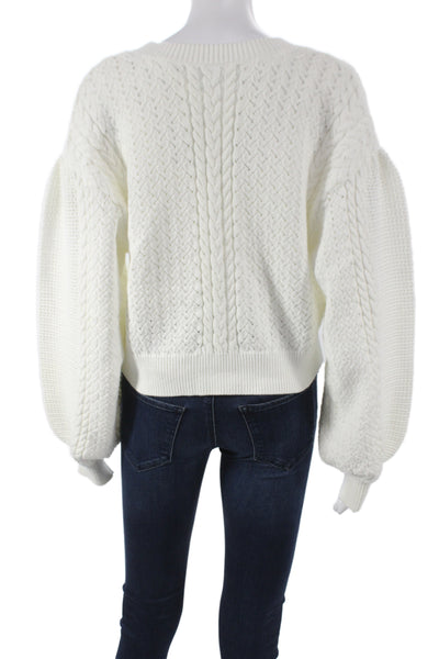 Intermix Womens Cardigan Ivory V-Neck Long Sleeve Cotton Fall Size M