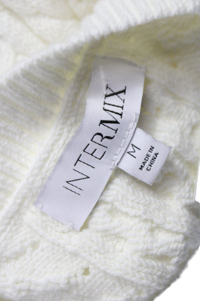 Intermix Womens Cardigan Ivory V-Neck Long Sleeve Cotton Fall Size M