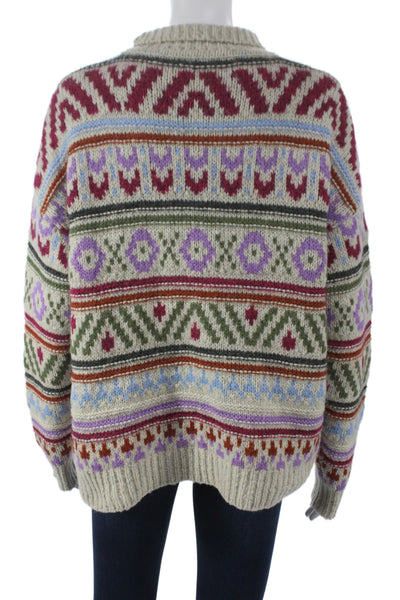 Hartford Women Mock Neck Fair Isle Pullover Multicolor 46% Wool Size 3