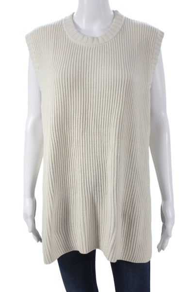 Splendid Womens Ivory Sweater Vest Cotton Crew Neck Sleeveless Size M