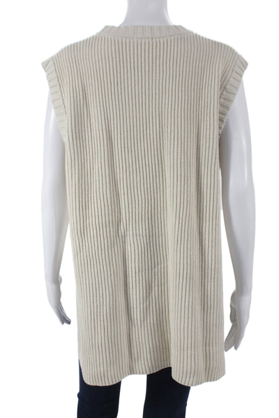 Splendid Womens Ivory Sweater Vest Cotton Crew Neck Sleeveless Size M