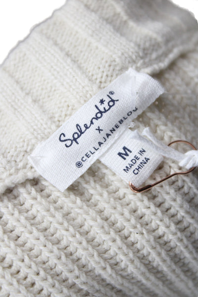 Splendid Womens Ivory Sweater Vest Cotton Crew Neck Sleeveless Size M
