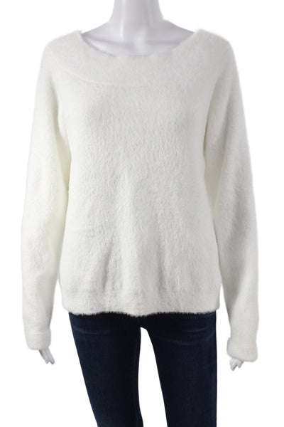 Elan Women Pullover Sweater Boat Neck Long Sleeve White Size S
