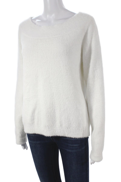 Elan Women Pullover Sweater Boat Neck Long Sleeve White Size S