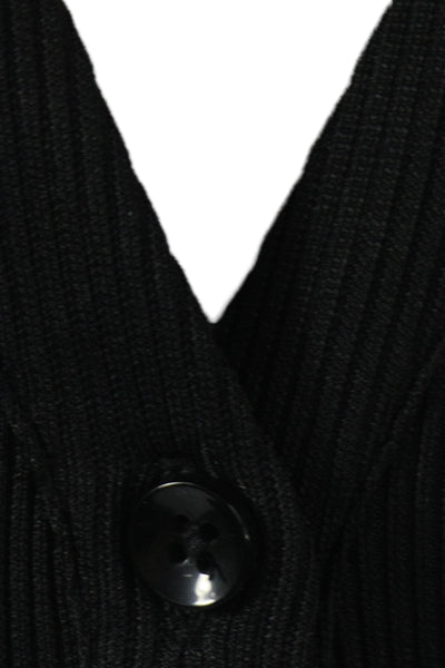 L'Academie Womens Maxi Dress Black V-Neck Half Sleeve Button Size M