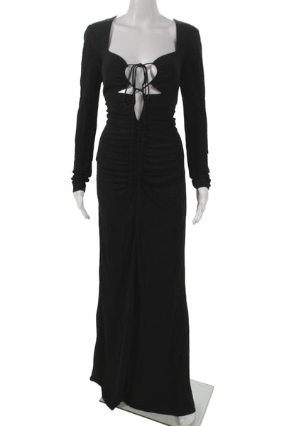 Rebecca Vallance Women Maxi Dress Black Square Neck Long Sleeve Size 6