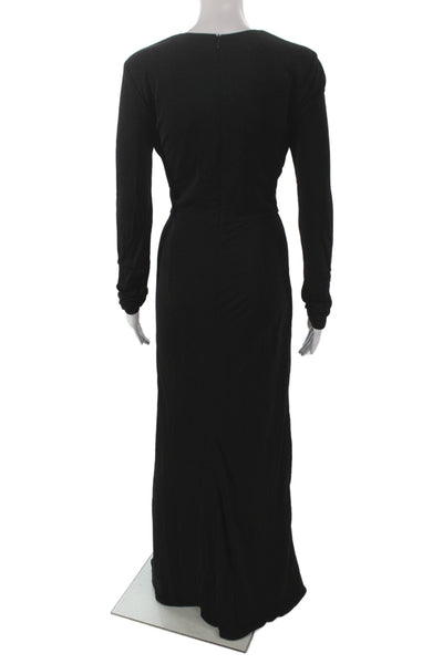 Rebecca Vallance Women Maxi Dress Black Square Neck Long Sleeve Size 6