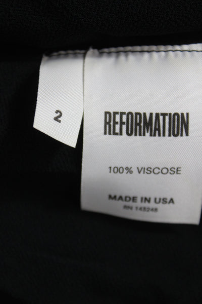Reformation Womens Black Floral Slip Dress Midcalf Sweetheart Size 2