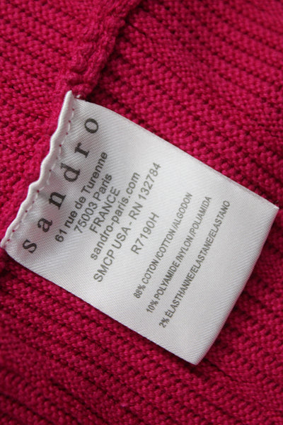 Sandro Women Fit & Flare Dress Pink Chevron Sleeveless Scoop Neck Cotton Size 1