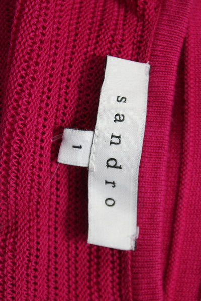 Sandro Women Fit & Flare Dress Pink Chevron Sleeveless Scoop Neck Cotton Size 1