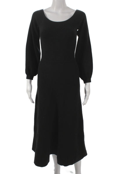 Hill House Women Sweater Dress Black Scoop Neck Long Sleeve Long Size XS