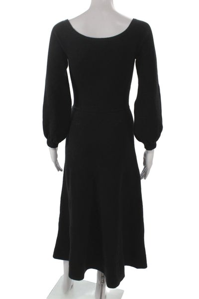 Hill House Women Sweater Dress Black Scoop Neck Long Sleeve Long Size XS