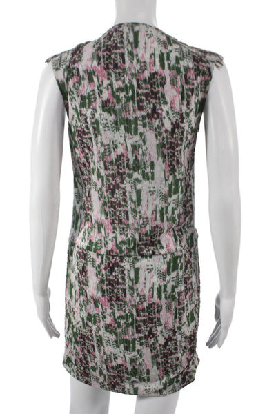 IRO Women Wrap Dress Green Tie Dye V-Neck Sleeveless Tie Waist Size 1