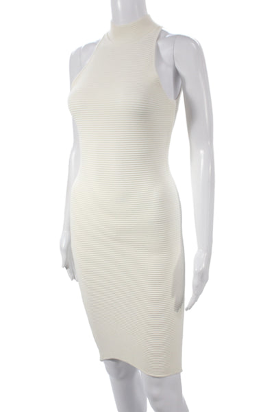 Torn by Ronny Kobo Women Bodycon Ivory Mock Neck Sleeveless Long Dress Size 2