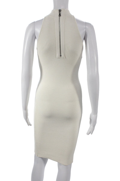 Torn by Ronny Kobo Women Bodycon Ivory Mock Neck Sleeveless Long Dress Size 2