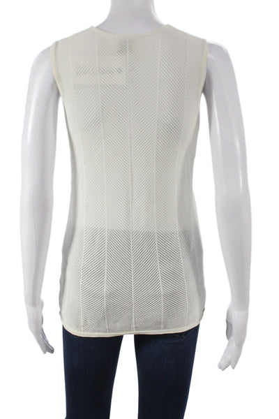 Torn by Ronny Kobo Women Pullover Sleeveless Ivory Herringbone Roundneck Size S