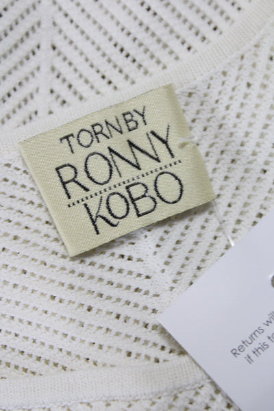 Torn by Ronny Kobo Women Pullover Sleeveless Ivory Herringbone Roundneck Size S