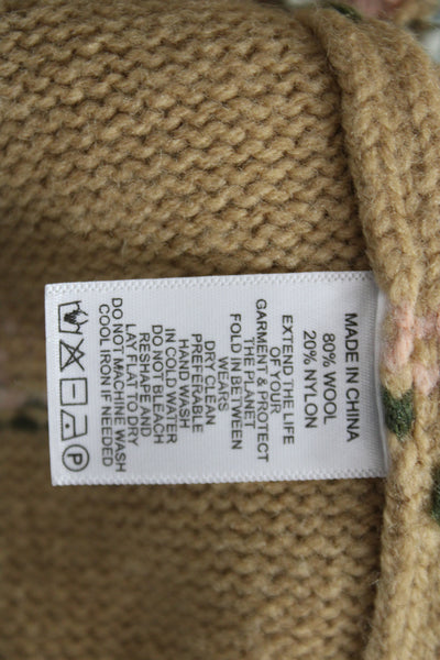 Hill House Women Cardigan Fair Isle Beige Wool Long Sleeve Size XS