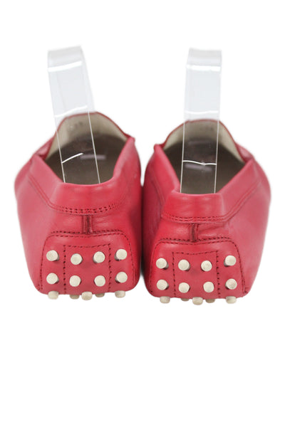 Tods Women Leather Slip On Ballet Flats Red Size 9