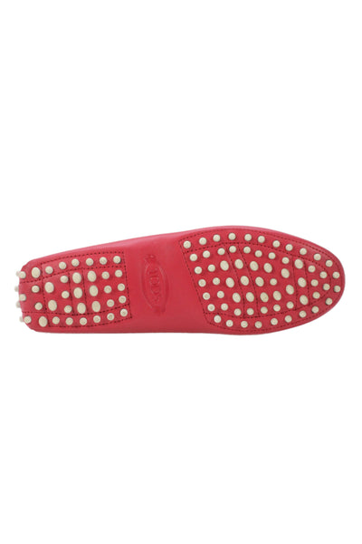 Tods Women Leather Slip On Ballet Flats Red Size 9