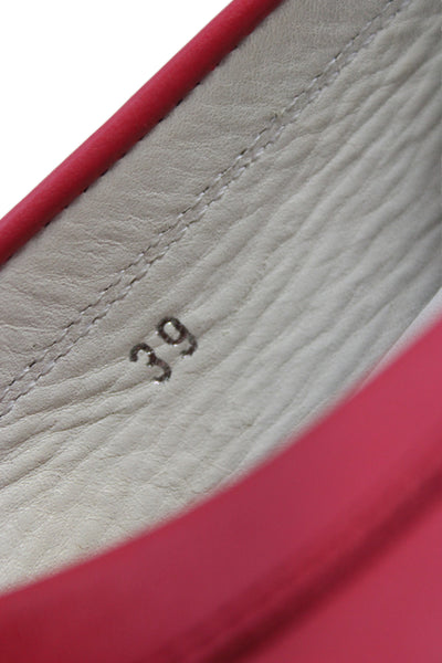 Tods Women Leather Slip On Ballet Flats Red Size 9