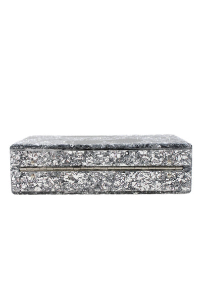 Edie Parker Womens Metal Cherry Diamond Print Clasp Clutch Handbag Silver